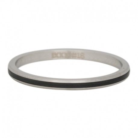 Ring czarna lina 2 mm srebrny