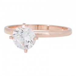 Ring kamień Glamour wysoki 2 mm różowe złoto