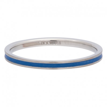 Ring niebieska linia 2 mm srebrny