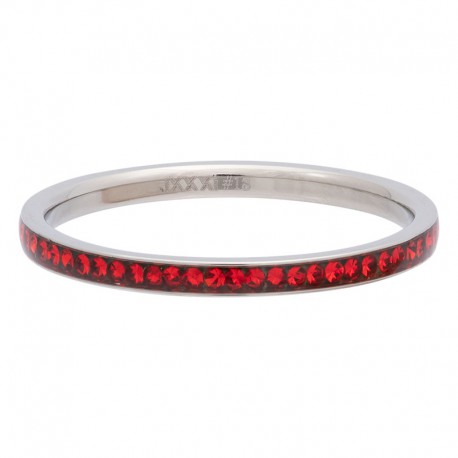Ring cyrkonia czerwona 2 mm srebrny