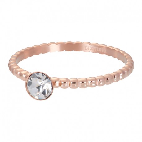 Ring kulki z kryształem 2 mm różowe złoto