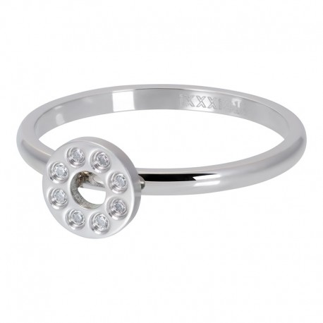 Ring płaskie kółko z kryształami 2 mm srebrny