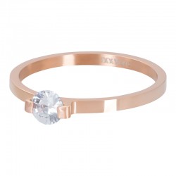 Ring kamień mini glamour 2 mm różowe złoto