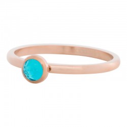Ring kryształ niebieski 2 mm różowe złoto