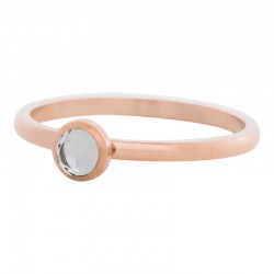 Ring kryształ biały 2 mm różowe złoto