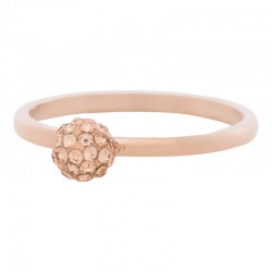 Ring kulka z kryształami 2 mm różowe złoto