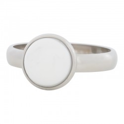 Ring biały kamień 4 mm srebrny