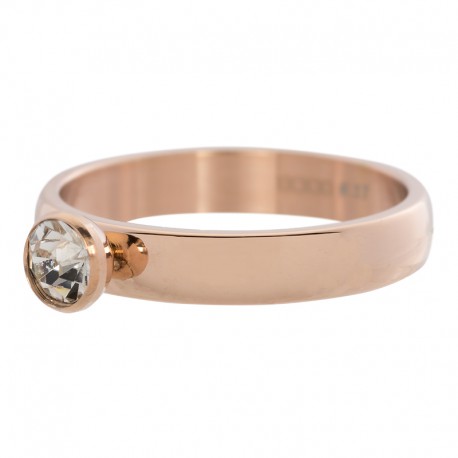 Ring 1 oczko cyrkonia 4 mm różowe złoto