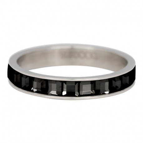 Ring szkło czarne 4 mm srebrny